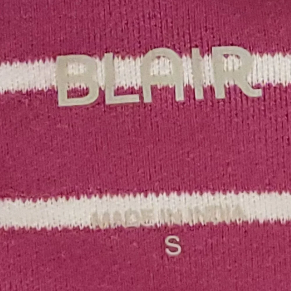 Blair Womens Small Striped Floral Tunic Top 3/4 Sleeves Burgundy & White Cotton - Picture 8 of 13